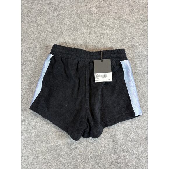 Marcelo Burlon Shorts Womens 2XS Black Pull On Terry Cloth Mid Rise Goth NWT - Picture 2 of 11